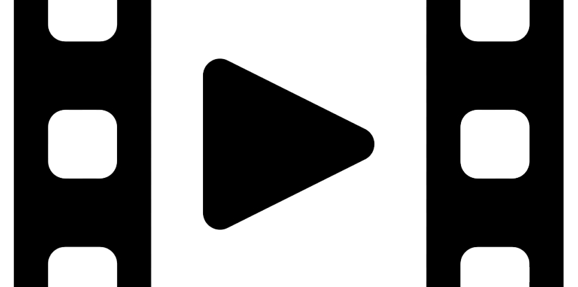 Image of video play button in film frame.