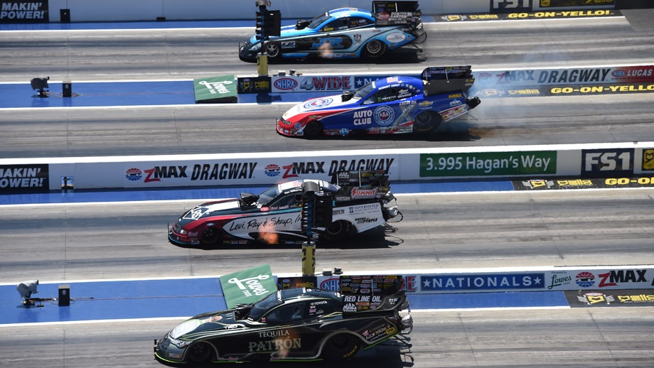 Funny Car drivers enjoy unique experience of NHRA Four-Wide Nationals ...