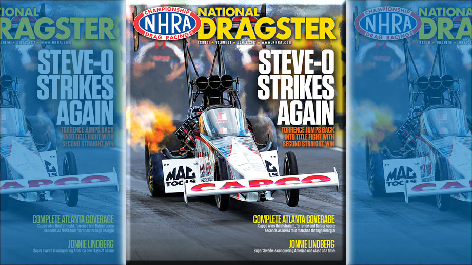 Steve Torrence on National Dragster cover