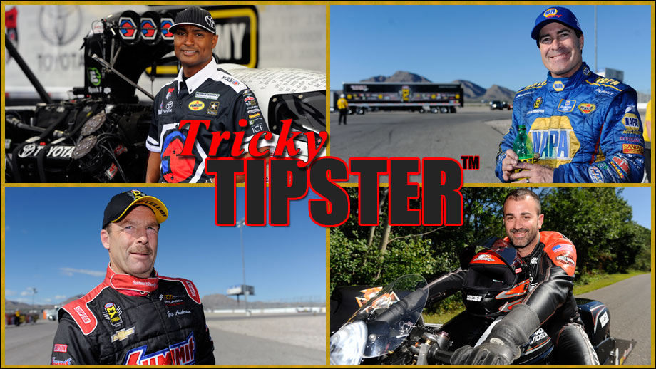 Antron Brown, Ron Capps, Greg Anderson, and Eddie Krawiec