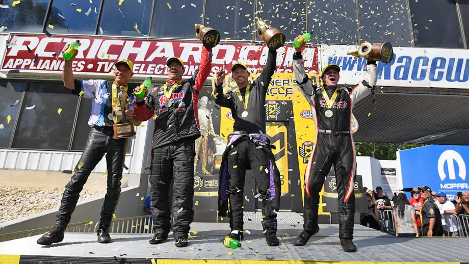 Event champions Jerry Savoie, Greg Anderson, Jack Beckman, and Steve Torrence