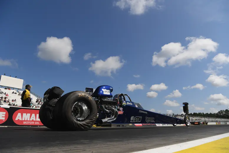 Chris Roe, Top Dragster, is part of the field as racing resumed in Gainesville after a  six-month break