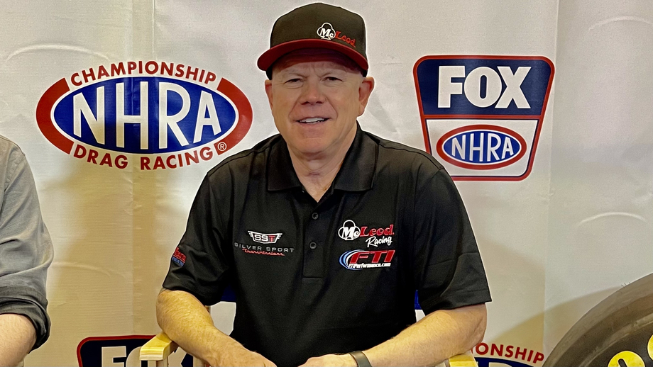 Paul Lee on the NHRA on FOX stage at the 2021 PRI Show