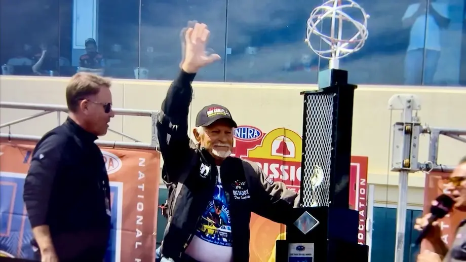 One-like none: See Don Garlits presented with Top Fuel's first trophy