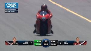 Gaige Herrera is the No. 1 qualifier in Pro Stock Motorcycle at the 2024 PlayNHRA Virginia Nationals