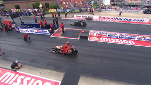 Matt Smith is the No. 1 qualifier in Pro Stock Motorcycle on Friday of the 2024 Summit Racing Equipment NHRA Nationals