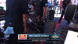 Two guys can lift a 500-cid nitro Hemi shortblock