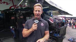 The aftermath of Austin Prock's Funny Car explosion