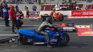 Gaige Herrera is the No. 1 qualifier in Pro Stock Motorcycle on Friday of the Ford Performance NHRA Nationals