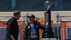 Don Garlits receives clone of his original 1963 Top Fuel Trophy