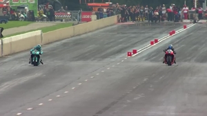 Ryan Oehler is the No. 1 qualifier in Pro Stock Motorcycle on Friday of the 2026 Dodge NHRA Great Lakes Nationals