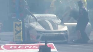 Chris McGaha&#039;s Camaro bursts into flames after burnout