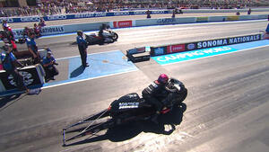 Angelle Sampey is the number one qualifier in Pro Stock Motorcycle at the 2022 Denso NHRA Sonoma Nationals